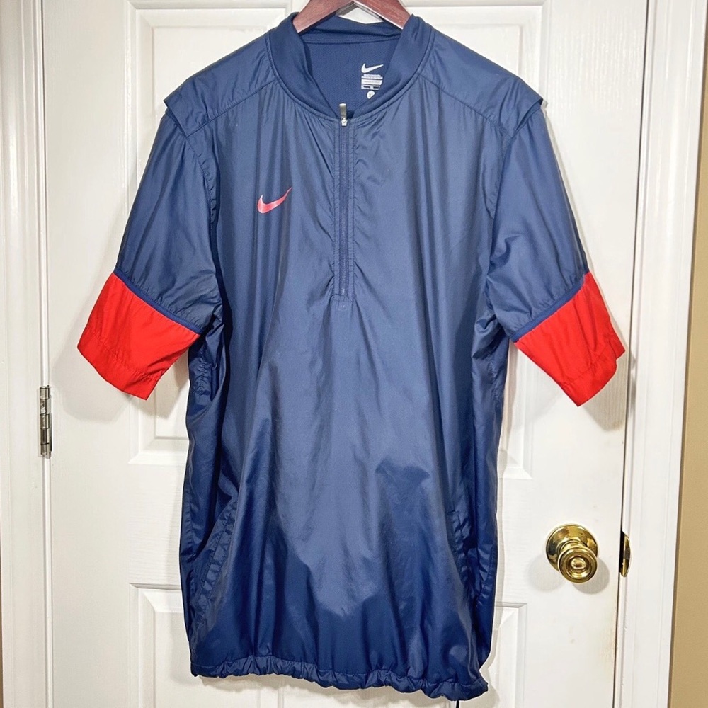 Nike Vintage Style Navy Blue Red Half Zip Pullover Windbreaker Jacket Men’s XL